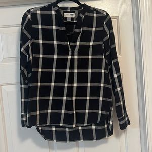 Black and white striped flannel top